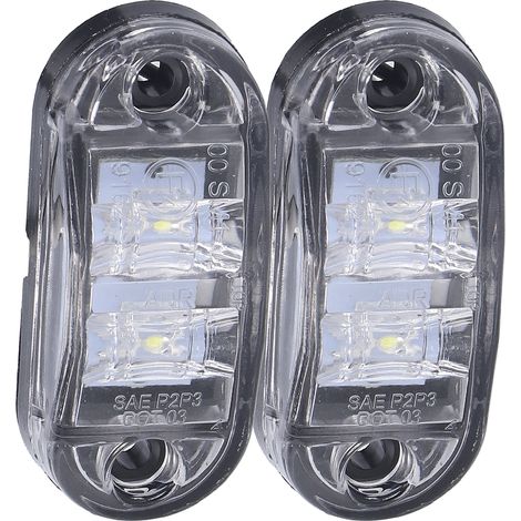 10–30 V 2 LED Blinkende Seitenmarkierungsleuchte mit hoher Helligkeit für Pkw, Lkw, Anhänger und Wohnmobile – Weiß (1/5)