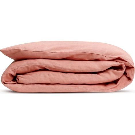 Housse d'édredon Bi-matière en Lin et Coton Blush pour Chambre, 85 x 200 cm - PANGIVO (1/2)