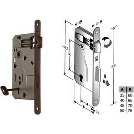 1PZ SERRATURA A BUSSOLA DA INFILARE BORDO TONDO BRONZATO - mm.40 bordo acciaio bronzato