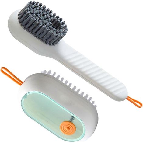 Brosse de nettoyage avec distributeur de savon, brosse anti-taches, poignée confortable, brosse à récurer pour le linge, brosse pour murs, tapis et sols.-White 2pcs (1/5)