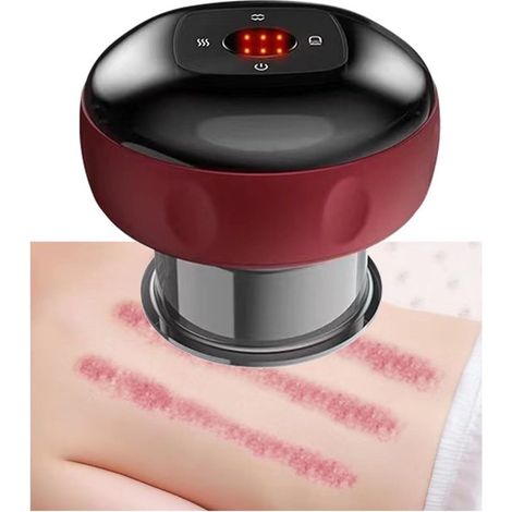 Massaggiatore a coppettazione e gua sha senza fili - 6 modalità - Calore regolabile - Portatile - Per schiena, spalle e gambe - Rosso (1/5)