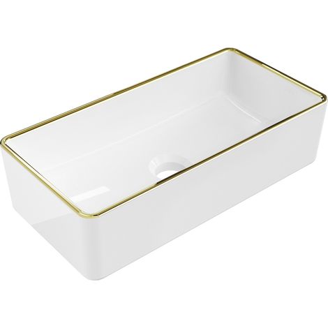 Mexen Nadia lavabo de comptoir 46 x 23 cm, blanche/bord en or - 21614605 (1/5)