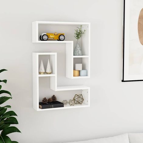 vidaXL Estantes de pared 2 uds madera contrachapada blanco 50x15x50 cm (1/5)