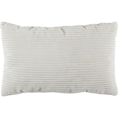 Coussin Déco Flanelle "Grosse Côtes" 30x50cm Blanc (1/5)