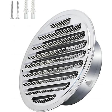 Acier Inoxydable Rond Grille de Ventilation de Tuyau D'échappement 160mm, Capot de Sortie D'air, Grille D'évacuation D'air Ronde, Hotte de Désenfumage Avec Moustiquaire (1/5)