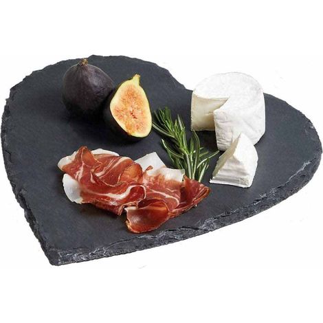 Vassoio da Portata a Cuore in Ardesia Piatto in Pietra per aperitivo Finger Food sughi Formaggi antipasto Tagliere per aperitivo Buffet da Cucina Bar 20x20 cm (1/2)