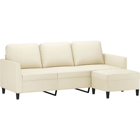 3-Sitzer-Sofa mit Hocker Creme 180 cm Kunstleder vidaXL (1/4)