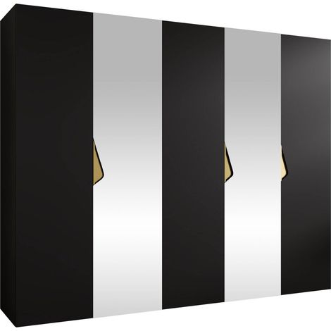 Armario Hartford 626, Negro, 202x250x52cm, Puertas de armario: Con bisagras, Número de estantes: 0 (1/5)