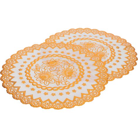 Lot de 2 sets de table ronds 04 en PVC doré, 38 x 38 cm, pour mariages et fêtes. (1/5)