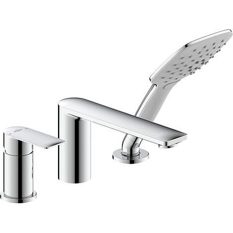 Set de mitigeurs bain 3 trous Nomoro avec douchette, saillie 200 mm, chrome