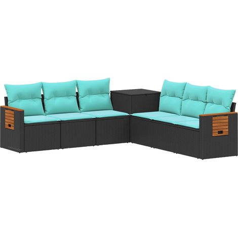 Set di divani 7 pcs Nero e Blu Rattan sintetico e Acciaio vidaXL (1/5)