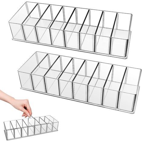 2 PCS Boîte de angement Tanspaente Maquillage en Acylique, Oganisateu Maquillage Palettes à 8 Amovible Compatiment pou cosmetique,coiffeuse, commode tioi bueau et salle de bain (1/5)
