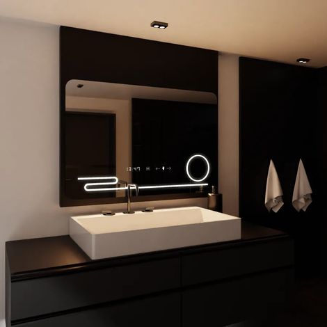 Miroir LED 120x80 Desembuage Thermometre Loupe Cosmetique (1/4)