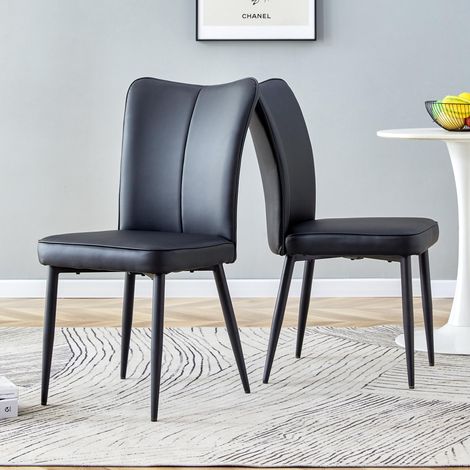 chaises de salle à manger entièrement noires, au design moderne, disponibles en plusieurs couleurs, hauteur 89 cm, ensemble de chaises en PU noir, convenant aux bureaux, restaurants, etc. (1/5)