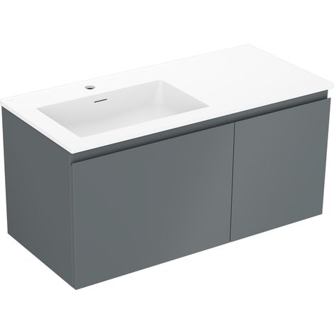 Mexen Orio Badezimmerschrank 100 cm mit linkem Waschbecken Otis, 1S, 1D, grafit matt/weiß matt - 91A13-10047-3-BBFF66-W18L01 (1/5)