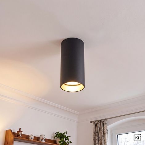 Deckenspot Aufputz Deckenlampe Metall GU10 Ø 5.5 cm in Schwarz Gold (1/5)