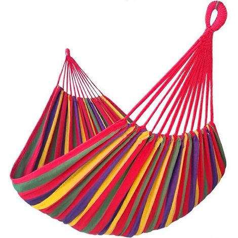 Filiyano-【NX】Hamac double brésilien 2 personnes extra large 200 x 150 cm, longueur totale 280 cm, charge maximale 300 kg, toile de coton (arc-en-ciel) (1/5)