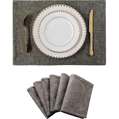 6 pièces dessous de plat en PVC tissé, antidérapant et isolant thermique, 48x33 cm, pour table à manger et table basse (1/5)