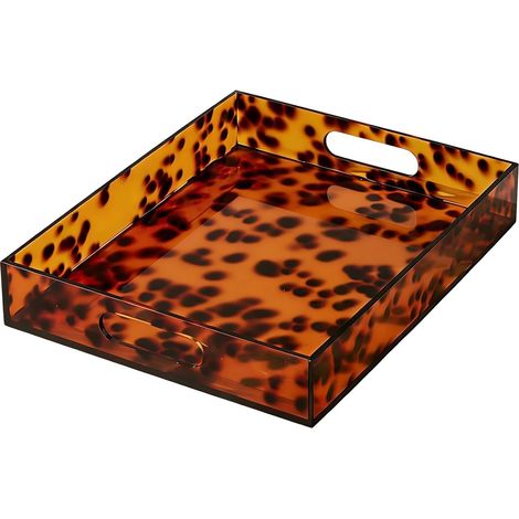 Plateau de vanité décoratif en acrylique – Plateaux de rangement pour cosmétiques de 11,81 pouces  Plateaux de rangement de salle de bain élégants - plateau en acrylique avec poignées, durable et élé'