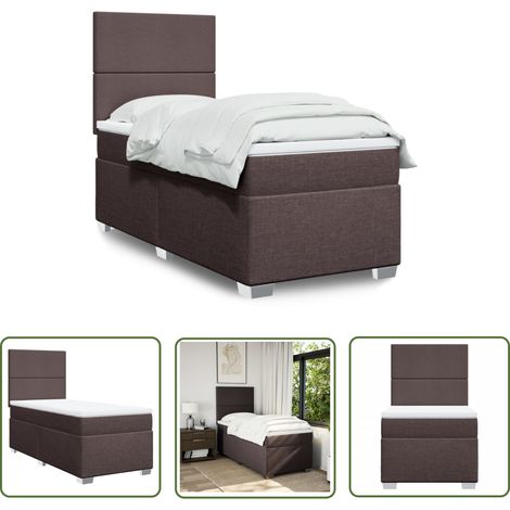 The Living Store Boxspringbett mit Matratze Dunkelbraun 100x200 cm Stoff - Boxspringbett - Doppelbett - Bettenrahmen - Matratze - Kopfteil (1/5)