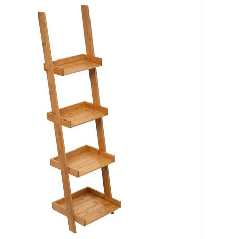 Etagère Echelle Bambou 4 Niveaux 38x33x146 cm - SILUMEN (1/2)