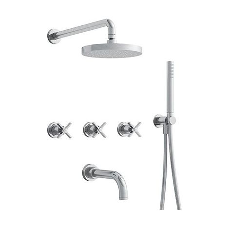 Bain/Douche Encastre 3 Sorties Cross Road Complet Chrome Robinetterie CROSS ROAD - CRISTINA ONDYNA CR11351
