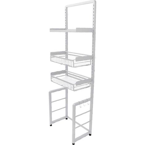 Étagère supérieure de toilette réglable, 161x30x52,5 cm, blanche, gain de place. (1/5)