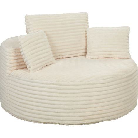 Sillón profundo 1 plaza, asiento XXL, 4 cojines, crema DESVIAE (1/5)