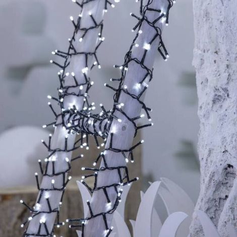 Guirlande 30M 1500 LED Mini BOA blanc froid minuteur 8 programmes câble vert foncé Lotti