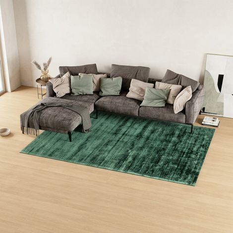 Tapis en viscose Chester - Viskosetapis  - 290x200cm, Rectangular - 100% Viscose - Tufté main - Vert de mer