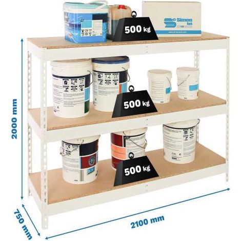 Estanteria 2000x2100x750 SIMONFORTE 2107/3 CHIPBOARD BLANCO/MADERA marca SIMONRACK (1/2)
