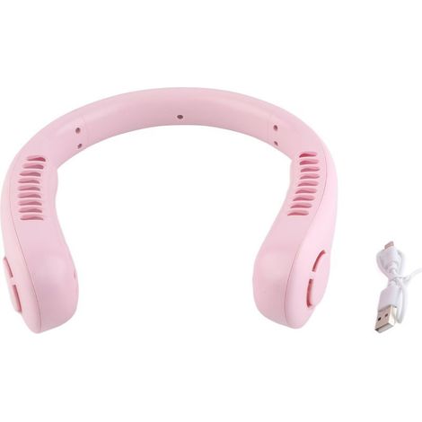USB-Nackenventilator ohne Rotorblätter – 3 Geschwindigkeitsstufen, leiser Betrieb, lange Akkulaufzeit (wiederaufladbar) für Shopping, Reisen und Sport – Pink, ABS, Lithium (1/5)