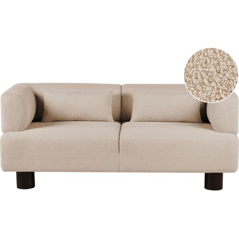 2 Seater Sofa Beige Boucle Upholstery Material Modern Style Living Room MOVIK