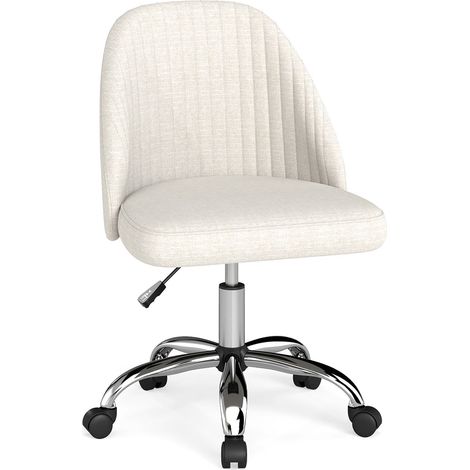 Fauteuil de bureau réglable sans accoudoirs - Beige, pivotant à 360°