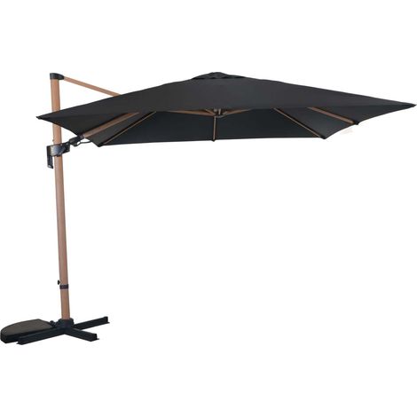 PROLOISIRS Parasol déporté LB orientable - heat look bois oak/gris 3 x 3 m (1/2)