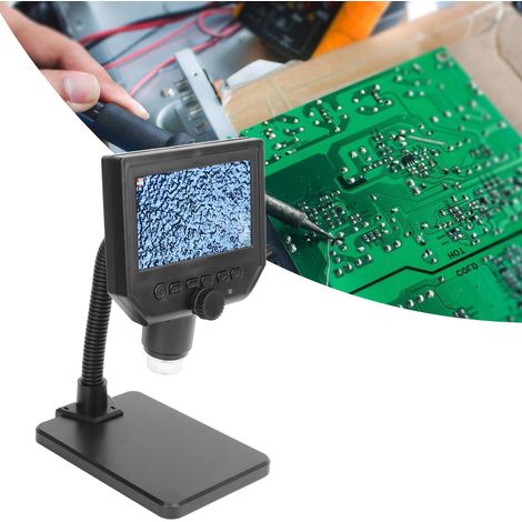 Microscope industriel numérique, support tubulaire incurvé haute définition de 4,3 pouces, microscope électronique pour la réparation de circuits imprimés, norme européenne 100-240 V (1/5)
