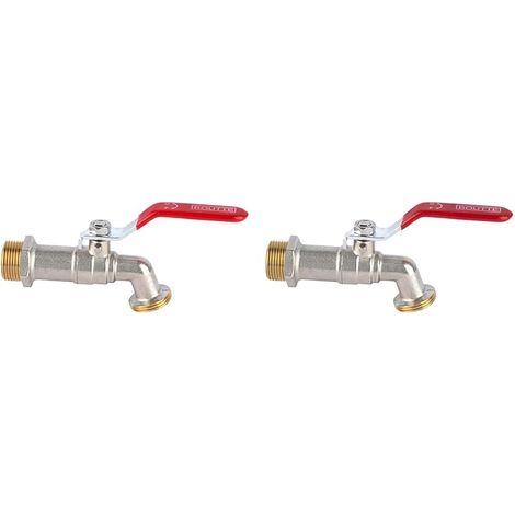 Boutté 2104213 R15 Robinet de jardin laiton 1/4 tour 15 x 21 Nez 20 x 27 (Lot de 2)
