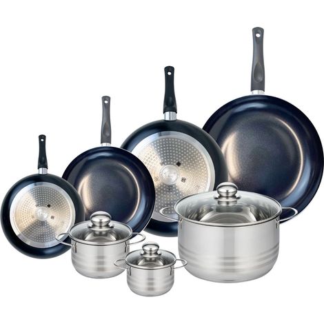 Ensemble de 4 Poêles de cuisson 20, 24, 28 et 32 cm et 3 faitouts 12, 16 et 20 cm Elo Prima Brillant (1/5)