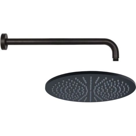 Kit doccia soffione 20x20 cm tondo + braccio doccia 30 cm nero