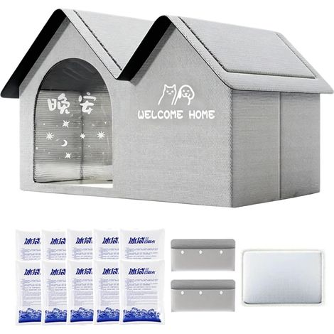 Maison isolée pour Chat Imperméable isolée Oxford Amovible Abri Frais Pour Chien d'Été pour Toutes Saisons, Chatons, Chiots, Camping, Camping-car, Maison, Extérieur (1/5)