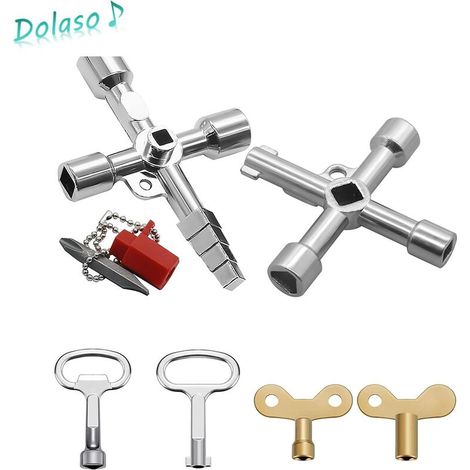 royaluxe -4 Voies Clé Multifonction 6 Pièces, Clé Triangle Clé de Interrupteur de Robinet Clé en Croix Universelle Clef Passe Partout, pour Compteur Eau Radiateurs Compteurs Gaz Ascenseurs Coffret Ele (1/5)