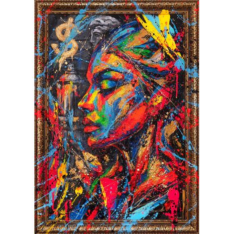 Gemälde Muse der Stadt Rahmen Gold 120x80 cm (1/5)