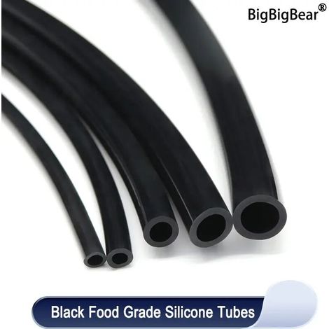 Tuyau en silicone noir flexible de qualité alimentaire (diamètre intérieur 10 mm x diamètre extérieur 14 mm) pour aquarium, irrigation, raccordement d'eau et tuyaux d'arrosage.