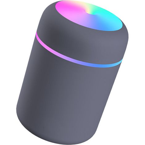 Mini-Luftbefeuchter, tragbar, schwarz mit farbiger Beleuchtung – geräuschlos, USB-Anschluss, ideal für Büro, Zuhause, Auto und Reisen (1/5)