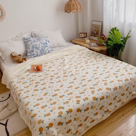 100x150cm Plaid Couverture Double Face Hiver Doux Chaud Enfant Orange (1/4)