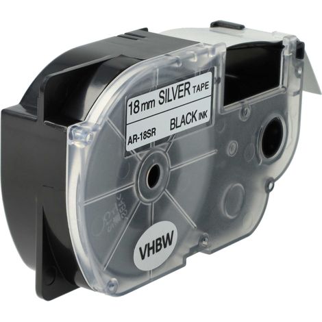 vhbw Label Tape compatible with Casio KL-P1000 Label Printer 18 mm, Black on Silver, pet+ RESIN (1/4)