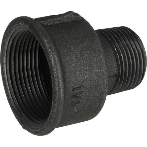 Raccord en fonte malléable noir manchon réduit 1 1/2'' FF x 1'' FM
