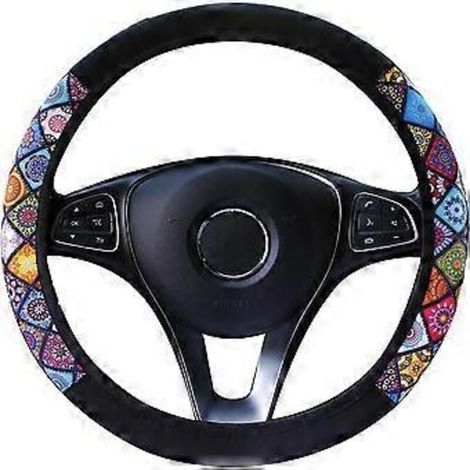 Funda para volante de 1 pieza, funda para volante de estilo nacional, funda decorativa, funda envolvente transpirable y absorbente del sudor, adecuada para (1/5)