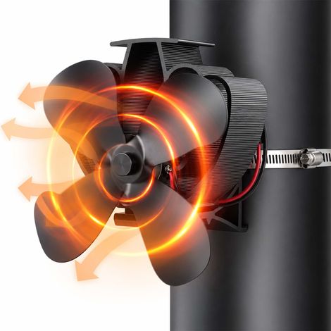 Relaxdays Chimney Fan for Flue Pipe, No Electricity, 4 Blades, HWD: 14.5 x 16 x 15 cm, incl. Clamps, Aluminium, Black (1/5)