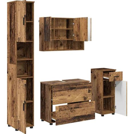 Maison Exclusive - Badezimmermöbel-Set 4 stk. Altholz 35 x 30 x 1 (1/5)